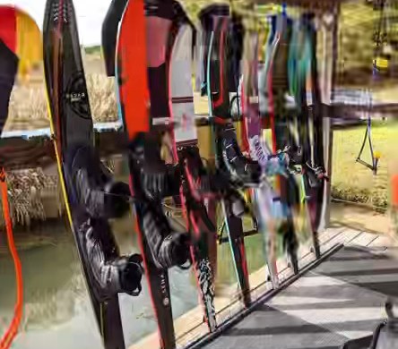Radar Row - skis lined up on the dock